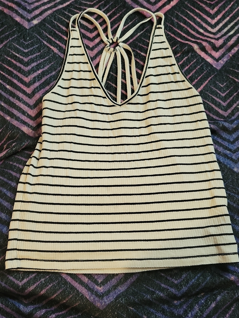 White And Black Stripe Tank Top